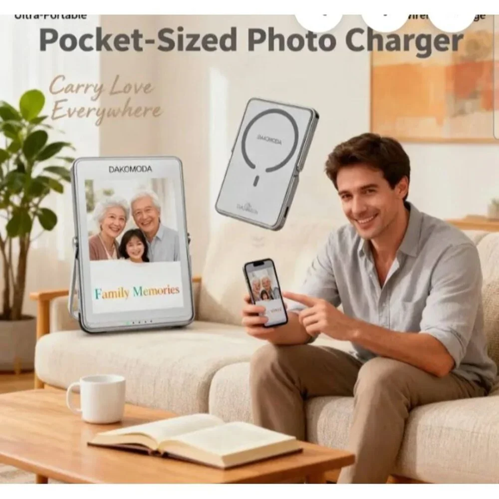 5000mAh Pocket-Sized Photo Charger USB Bluetooth & Wireless Charging for Apple